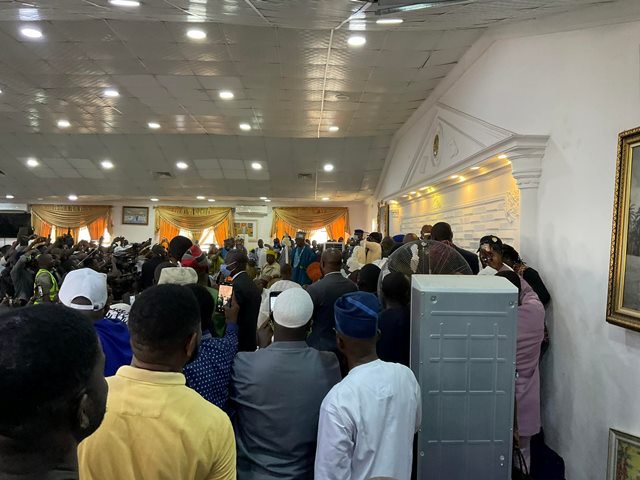 The APC National leader with supporters