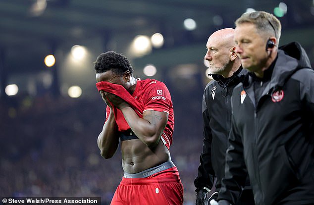Emmanuel Gyamfi limped off early with an injury in Aberdeen's semi-final defeat