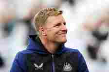 Eddie Howe, Manager of Newcastle United looks on prior to the Premier League match between Newcastle United and Arsenal at St. James Park on May 16...