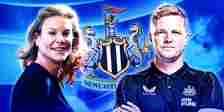 Newcastle United co-owner Amanda Staveley and boss Eddie Howe watching on