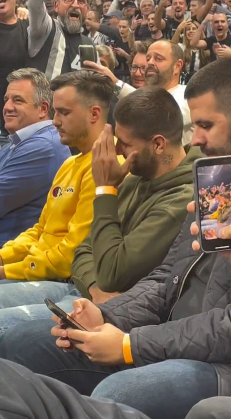 Fans were going crazy in the background with Aleksander Mitrovic initially keeping a low profile