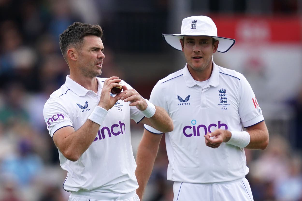 Broad is not happy with Lancashire’s treatment of Anderson (left) (Martin Rickett/PA)