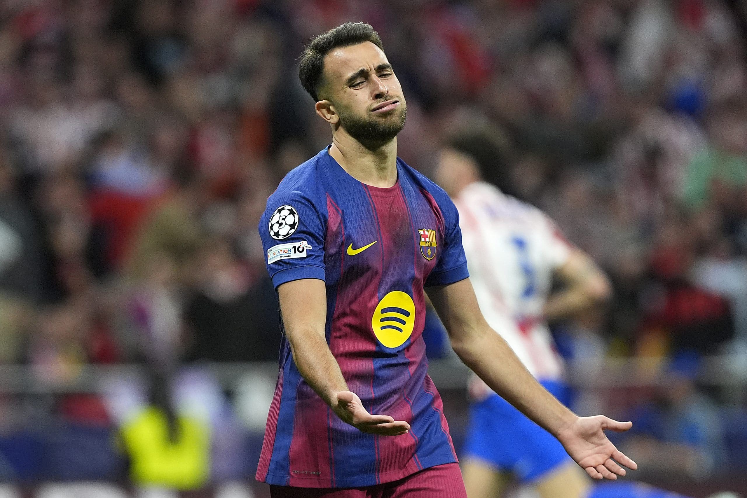 Eric Garcia déçu après une action manquée face à l'Atlético.