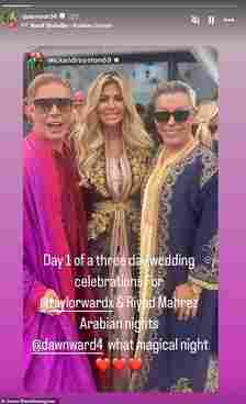 Dawn reshared a photo from the couple's 'Arabian nights' themed party on day one of the three day celebrations