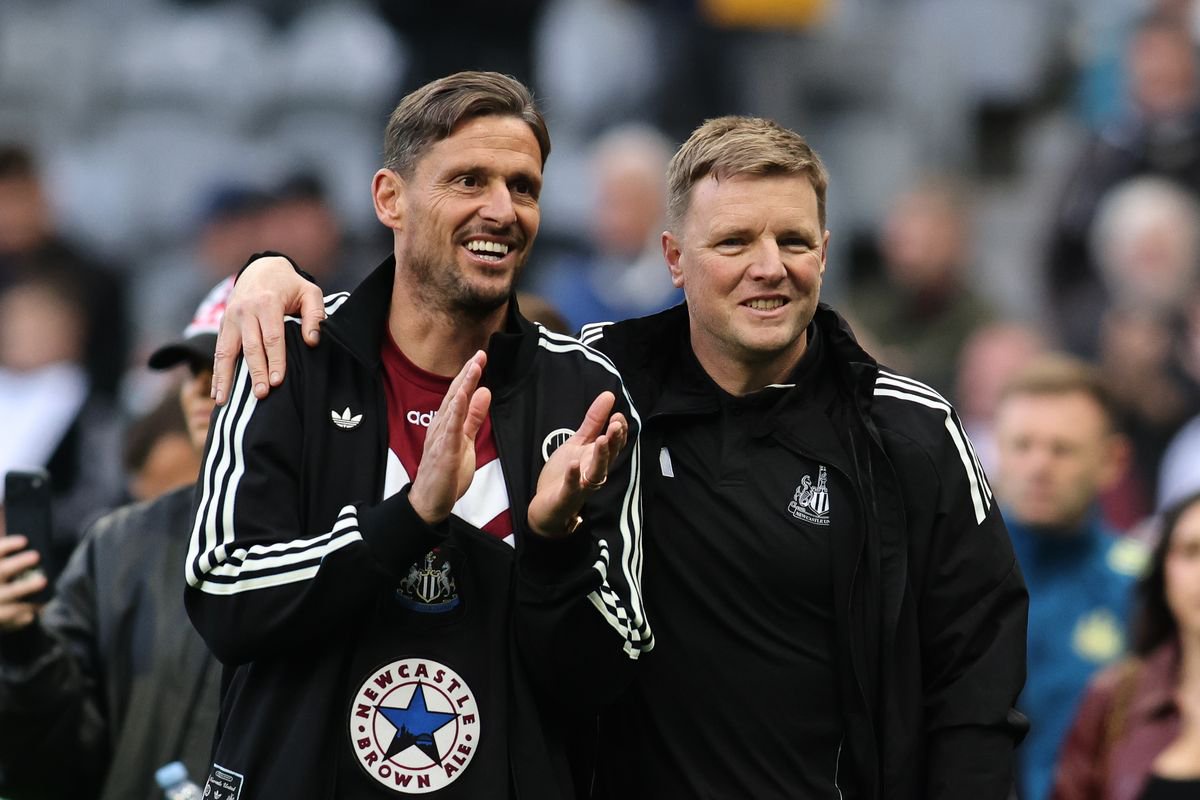Jason Tindall, Assistant Manager of Newcastle United, and Eddie Howe, Manager of Newcastle