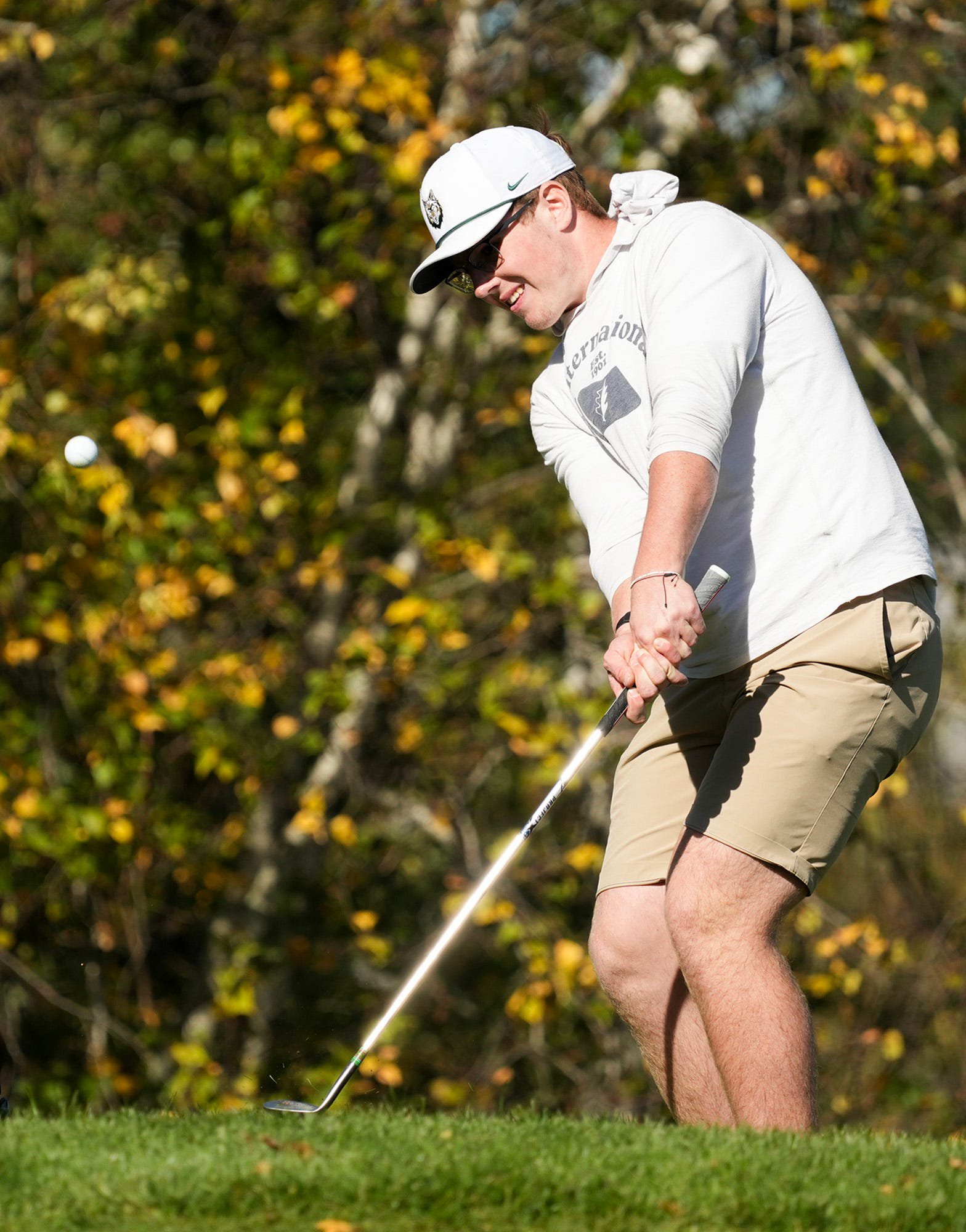 Nashoba’s Nolan Engelhardt competes at the Division 2 Central golf sectional tournament Oct. 20 at Blissful Meadows Golf Club in Uxbridge.