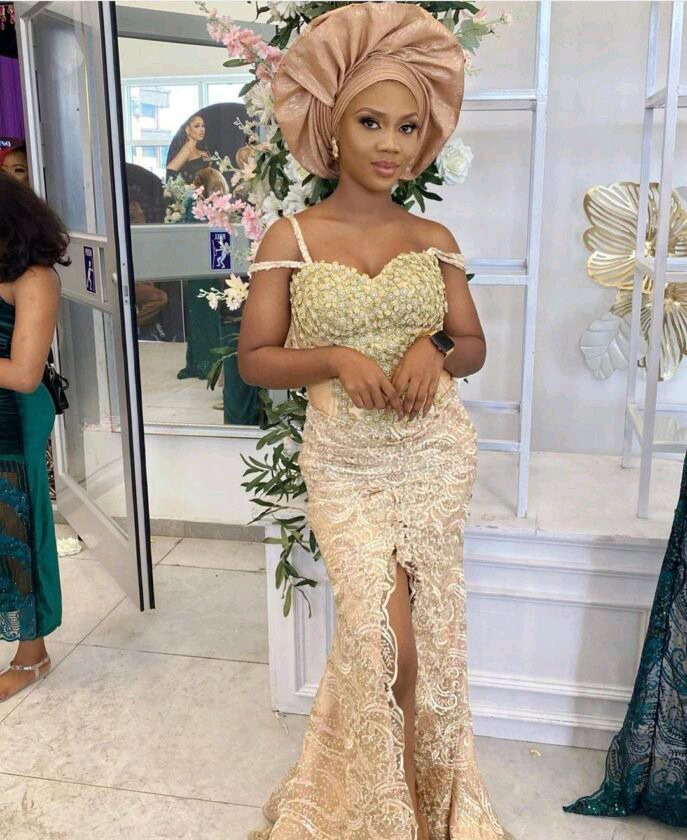 Aso ebi lace outlet gown