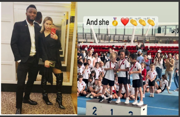 Mikel Obi Reacts As His Daughter Wins A Gold Medal In Her School’s Inter-House Competition