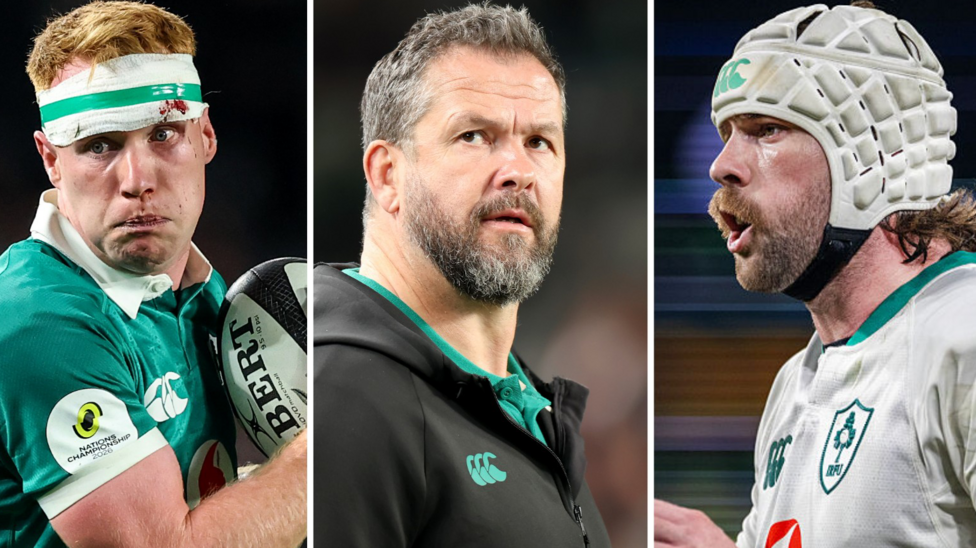 Ciaran Frawley, Andy Farrell and Mack Hansen