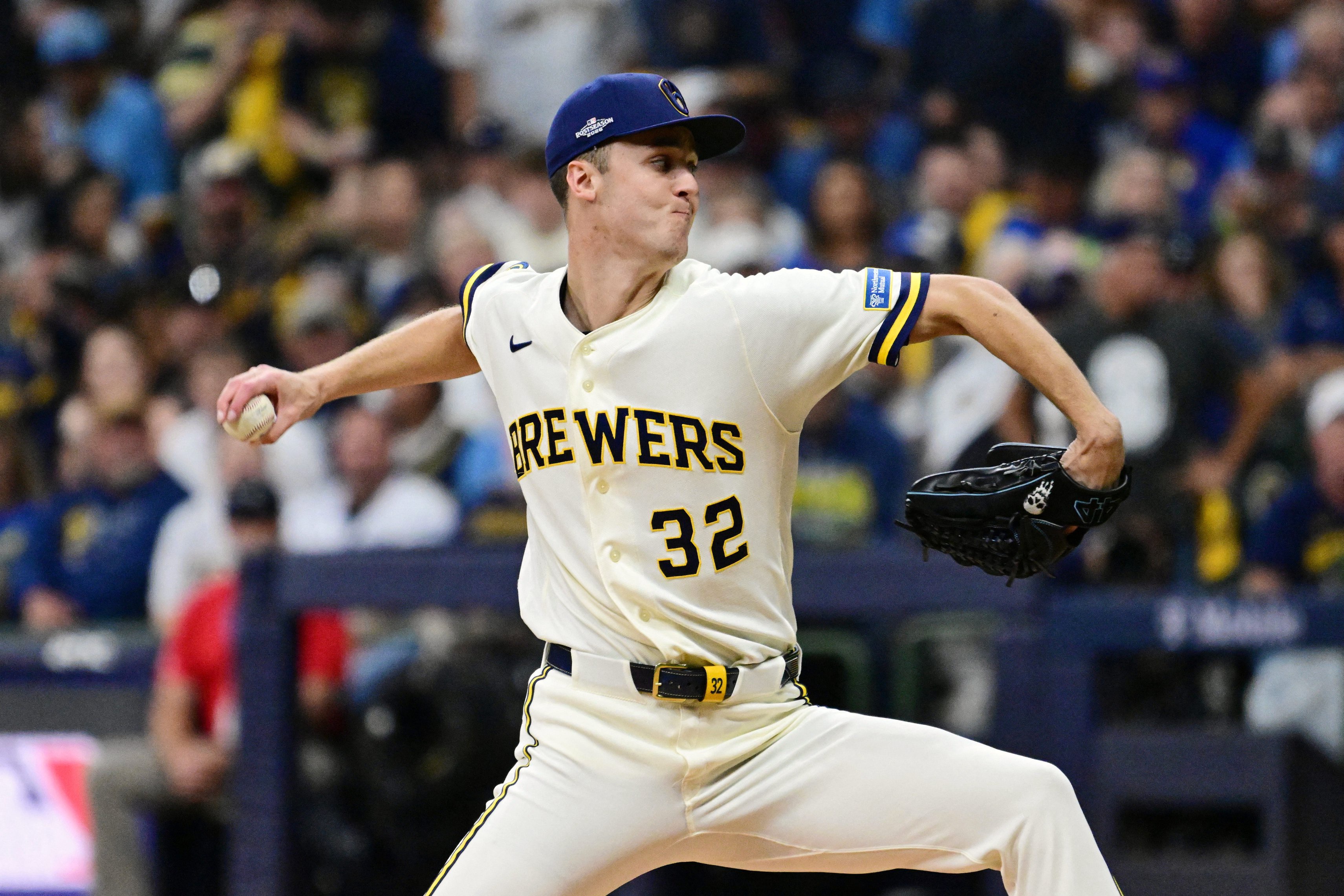 Milwaukee Brewers pitcher Jacob Misiorowski allowed one earned run and five hits in 4 1/3 innings against the Los Angeles Dodgers in Game 1 of the NLCS.
