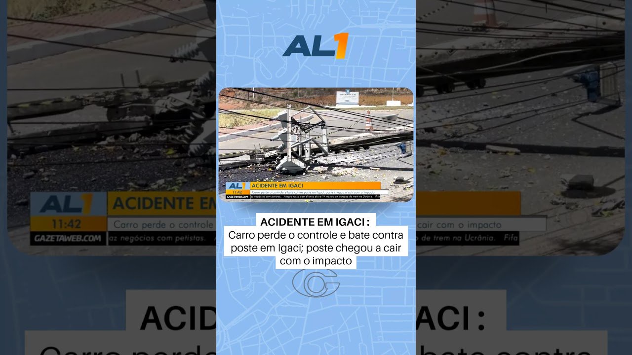 Acidente em Igaci: motorista perde o controle de carro e derruba poste