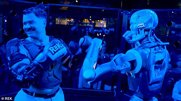 Influencer Frankie LaPenna faced off against a 'terminator' robot on September 18 in San Francisco