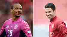Split image of Leroy Sane of Germany (left), and Mikel Arteta, manager of Arsenal (right).