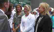 Tennis enthusiast Kate also chatted to Kim Clijsters, second right