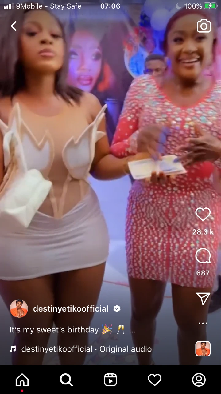 Reactions As Actress Destiny Etiko Shuts Down Lizzy Gold’s Birthday party.