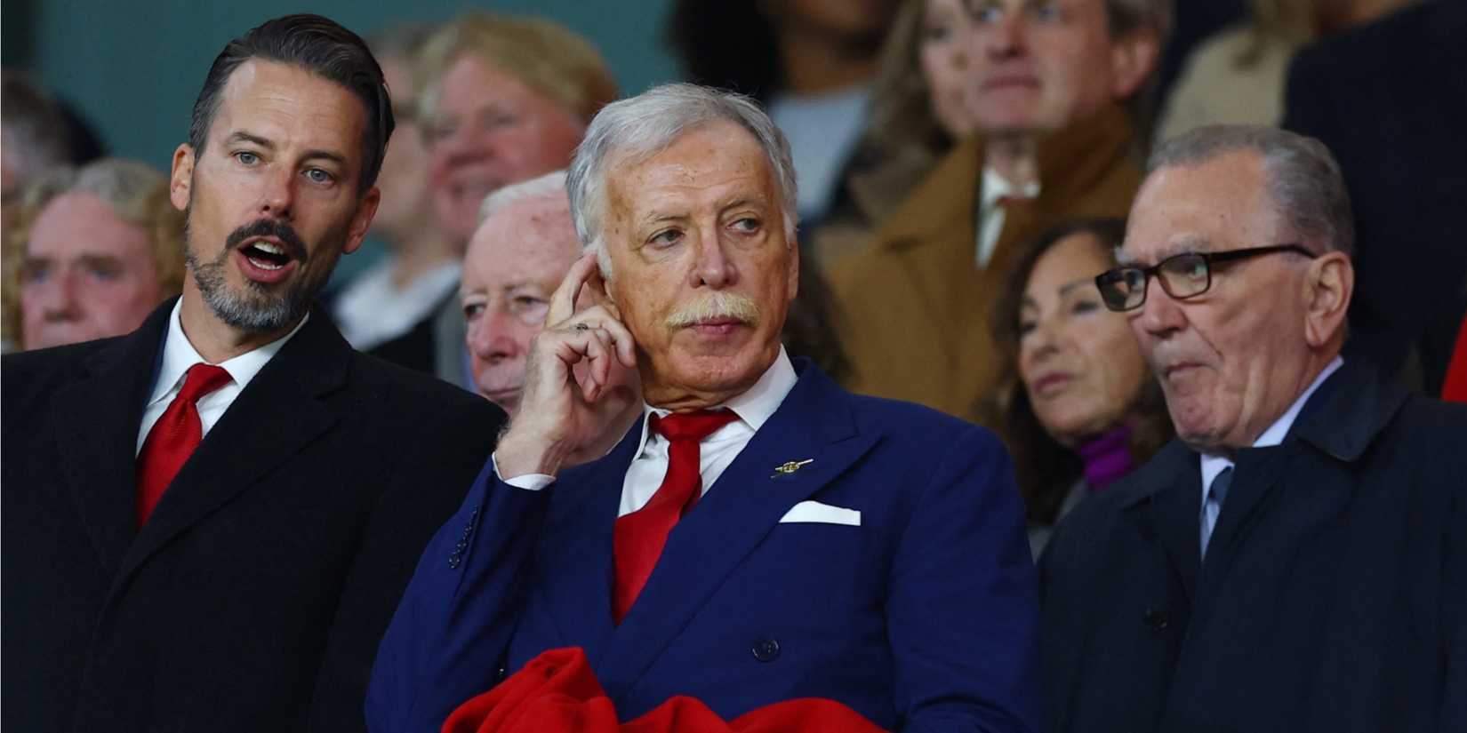 Arsenal owner Stan Kroenke and son Josh Kroenke in the stands before the match.
