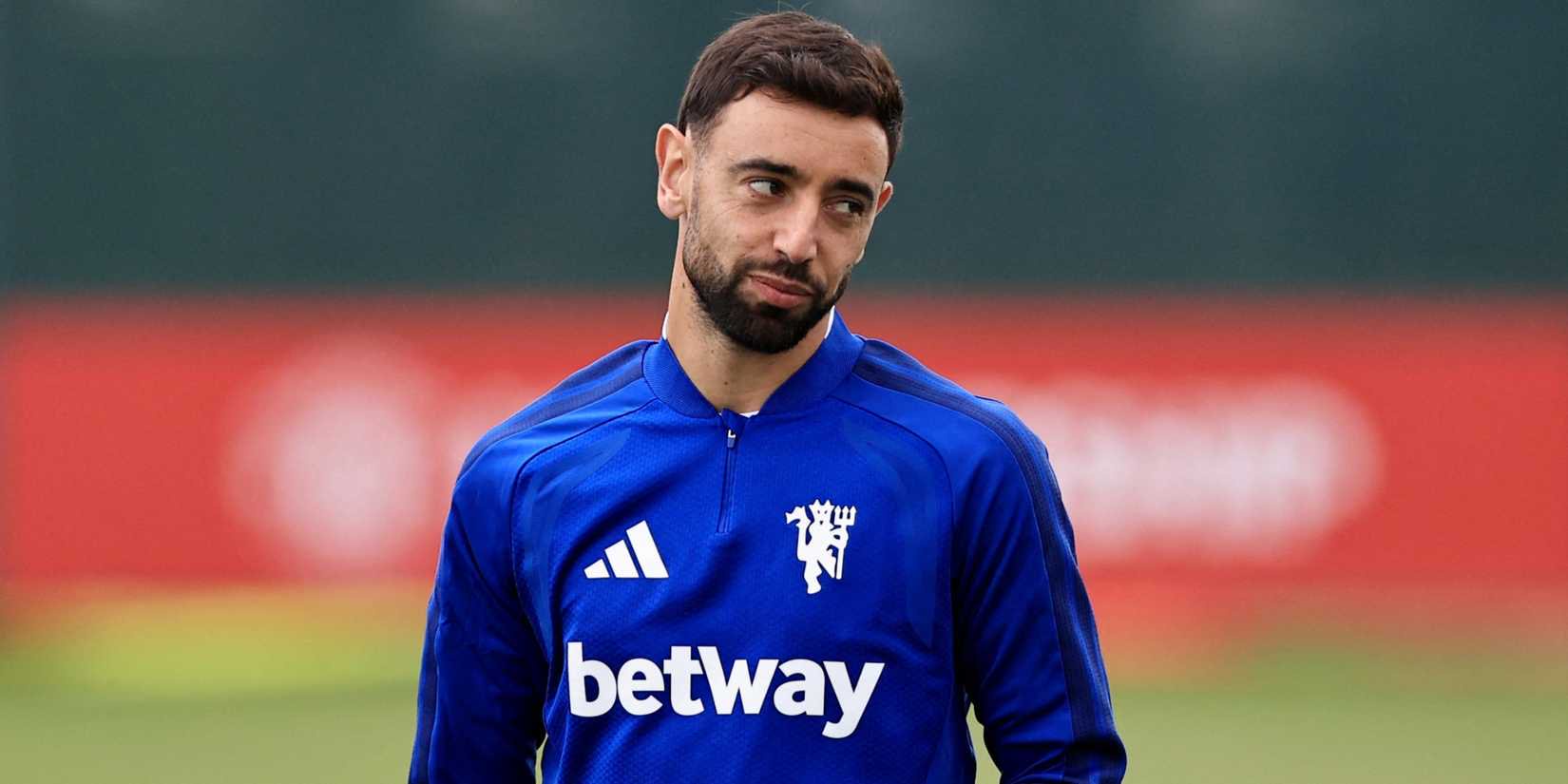 Manchester United midfielder Bruno Fernandes in training