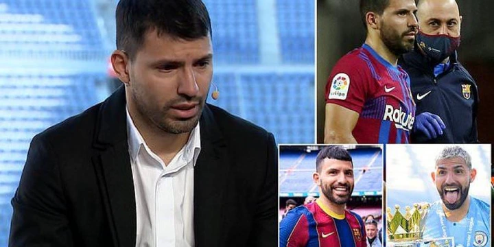 Devastated Sergio Aguero breaks down in tears before he can even start to  announce his retirement,