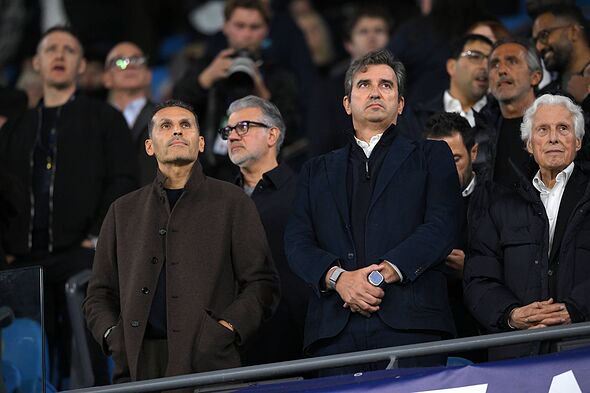 Ferran Soriano (pictured next to Manchester City chairman Khaldoon Al Mubarak) reportedly took aim at their Premier League rival