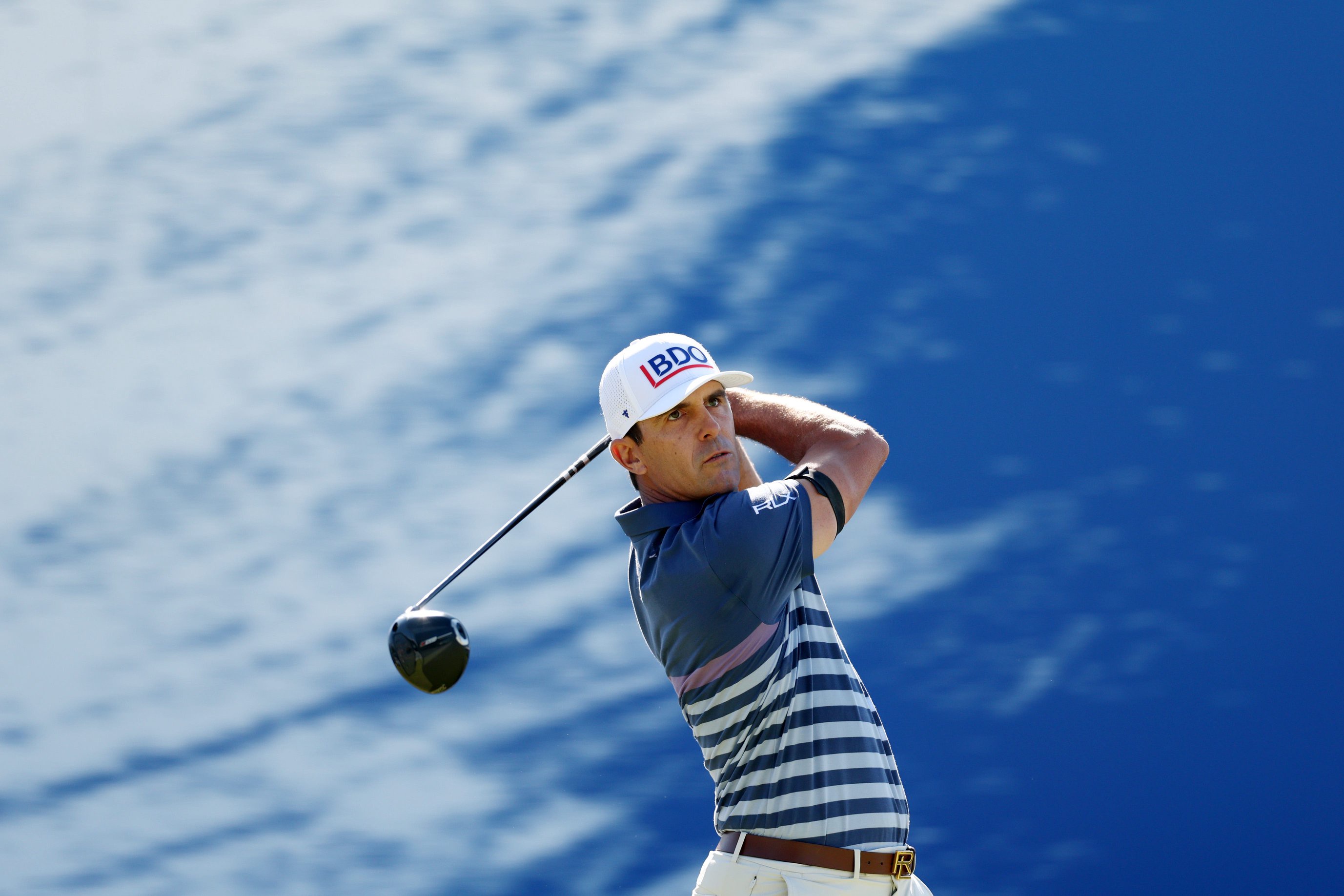 Billy Horschel hits his tee shot on the 10th hole during the third round of the Baycurrent Classic 2026 at Yokohama Country Club.