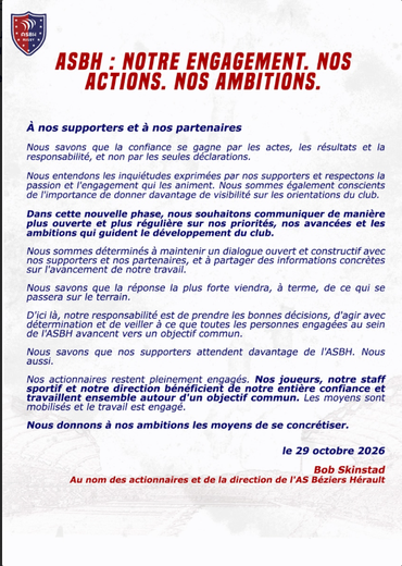 Communiqué ASBH.