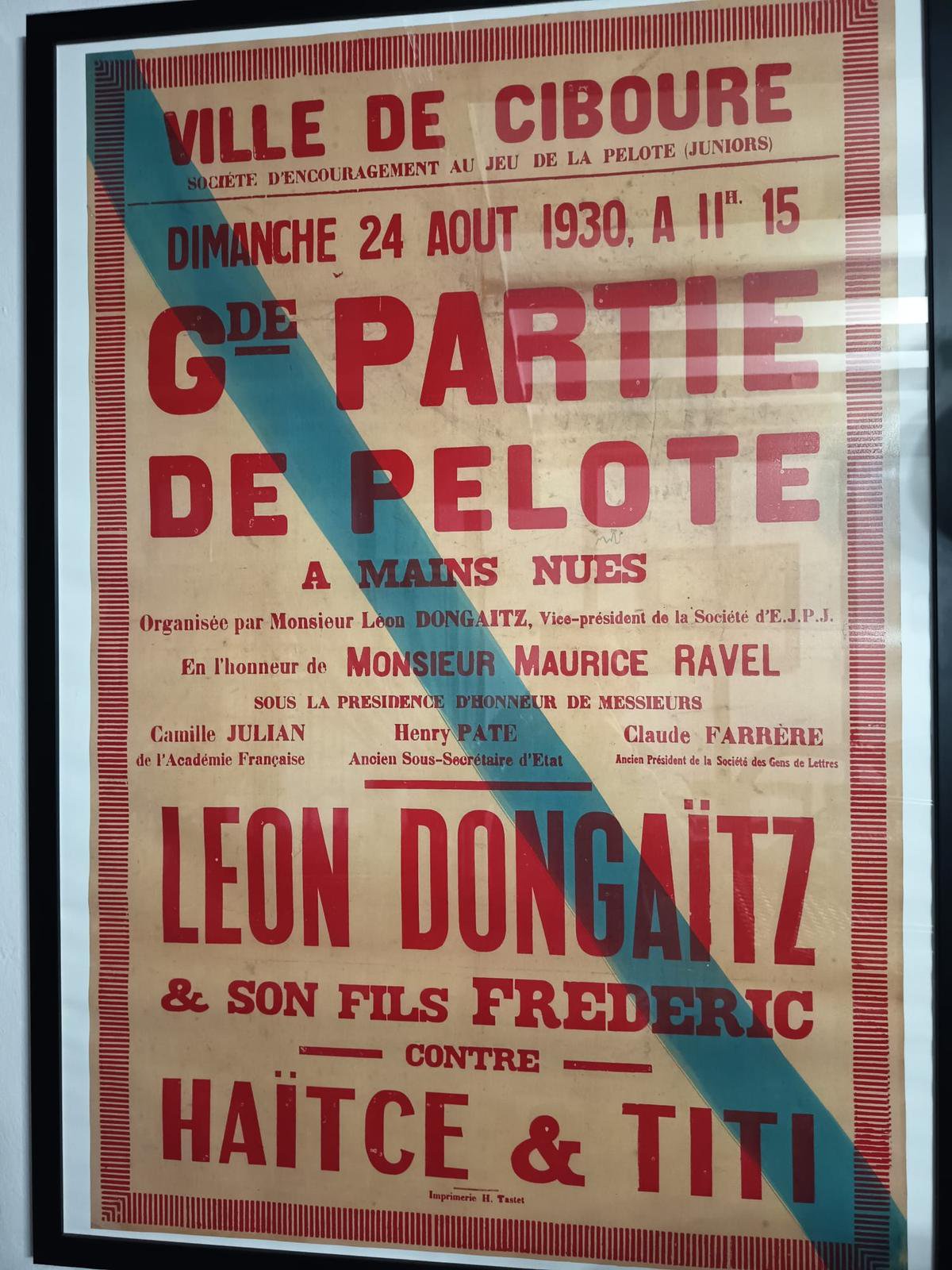Une partie de gala organisée à Ciboure en l’honneur de Maurice Ravel.