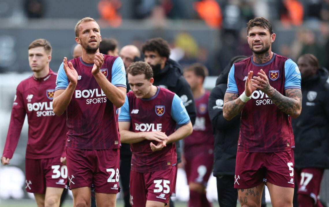 West Ham United's Tomas Soucek applauds the fans - Swansea City v West Ham United - Sky Bet Championship 2026/27