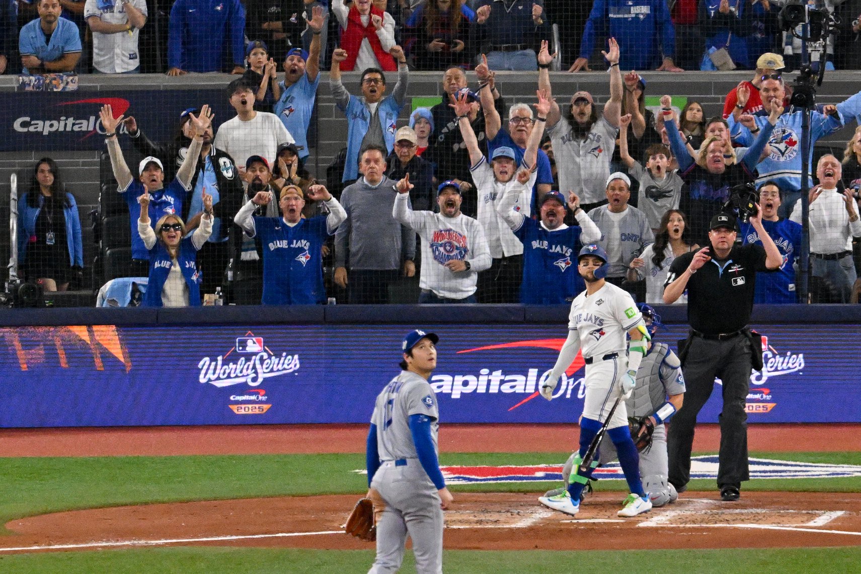 TORONTO, ON - NOVEMBER 01: Bo Bichette #11 of the Toronto Blue Jays hits a three-run home run in the third inning during Game Seven of the 2025 World Series presented by Capital One between the Los Angeles Dodgers and the Toronto Blue Jays at Rogers Centre on Saturday, November 1, 2025 in Toronto, Ontario, Canada. (Photo by Jon Blacker/MLB Photos via Getty Images)