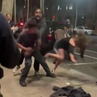 Wild moment bouncer strikes woman across the face sending her to hospital