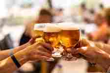 People toasting with glasses of beer