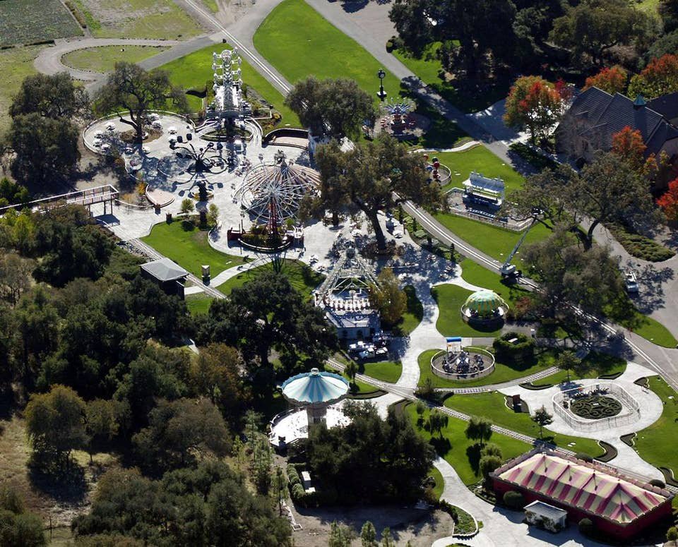 Michael jackson's ranch with theme park aerial view 