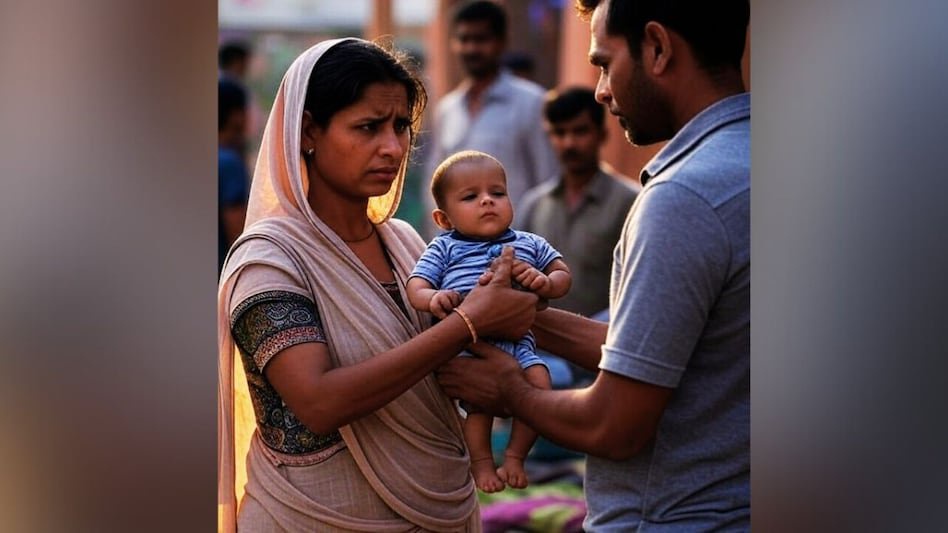 गरीबी की वजह से बच्चे को बेचा (Photo: AI-generated)