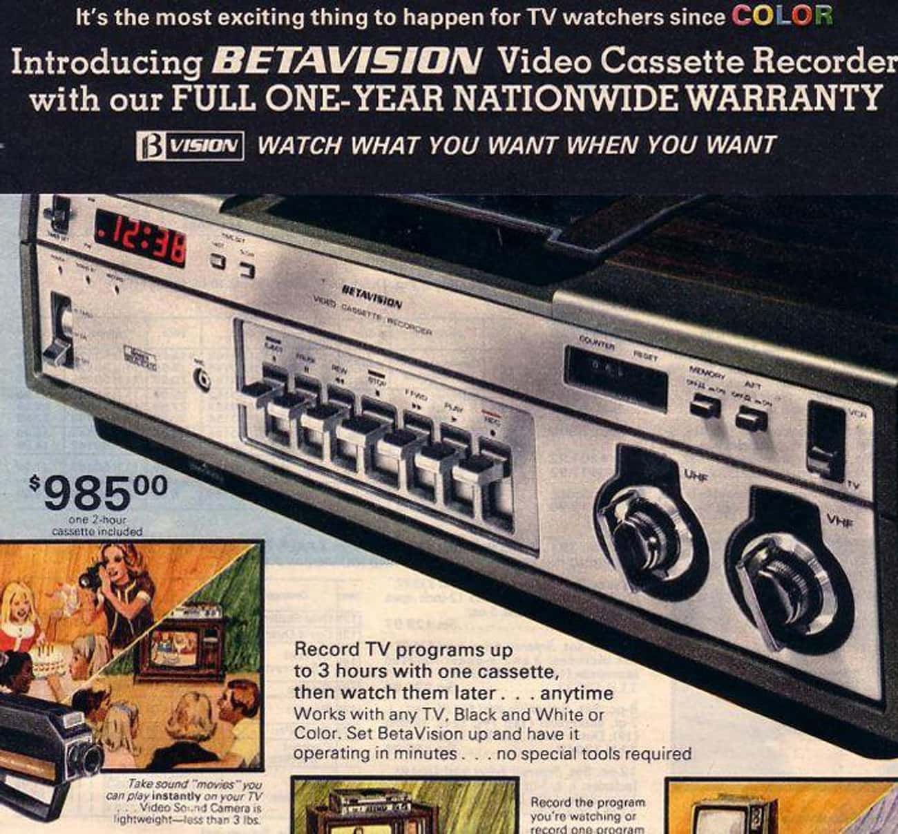 BetaVision Video Cassette Recorder: $985.00