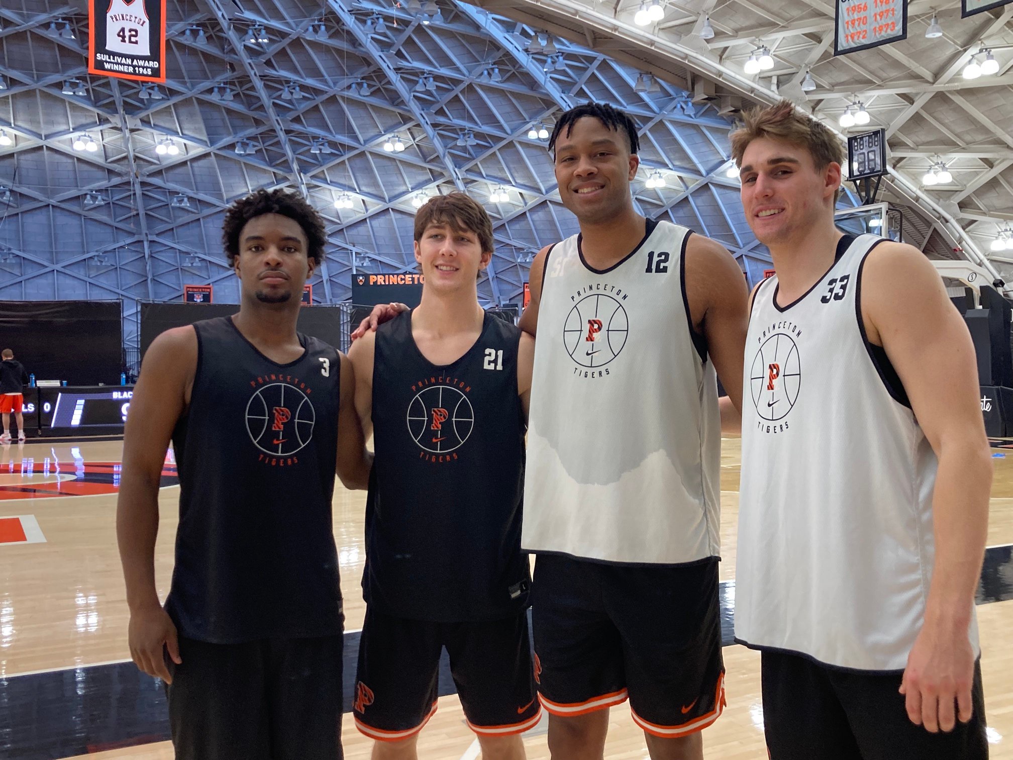 Princeton basketball captains (left to right) Dalen Davis, Jack Stanton, Jacob Huggins and Jackson Hicke