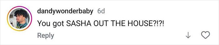 Comment on social media post mentioning Sasha Obama exiting the house in a surprised tone.