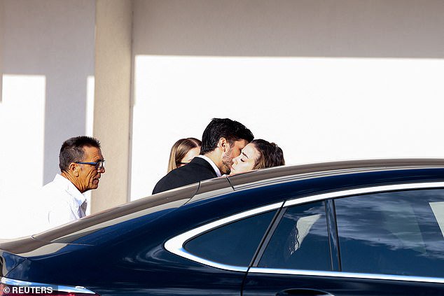 The grieving wife of Liverpool footballer Jota arrived in his Portuguese hometown ahead of his funeral later today