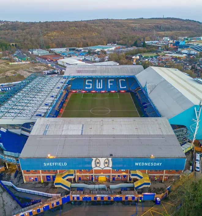 Hillsborough Stadium, the home of  Sheffield Wednesday Football Club.