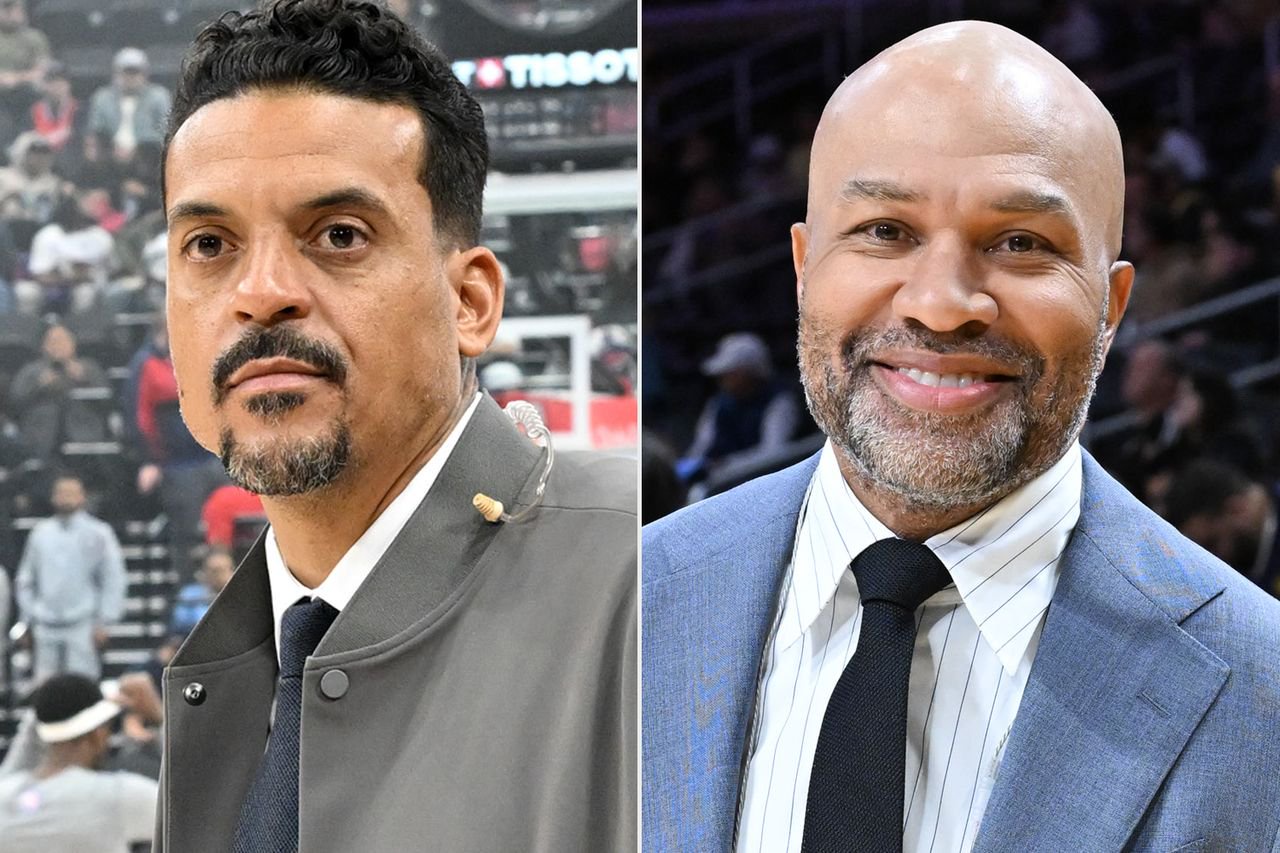 Matt Barnes attends a basketball game between the Los Angeles Clippers and the Atlanta Hawks in 2025; Derek Fisher attends a basketball game between the Los Angeles Lakers and the Washington Wizards in 2026Credit: Allen Berezovsky/Getty(2)