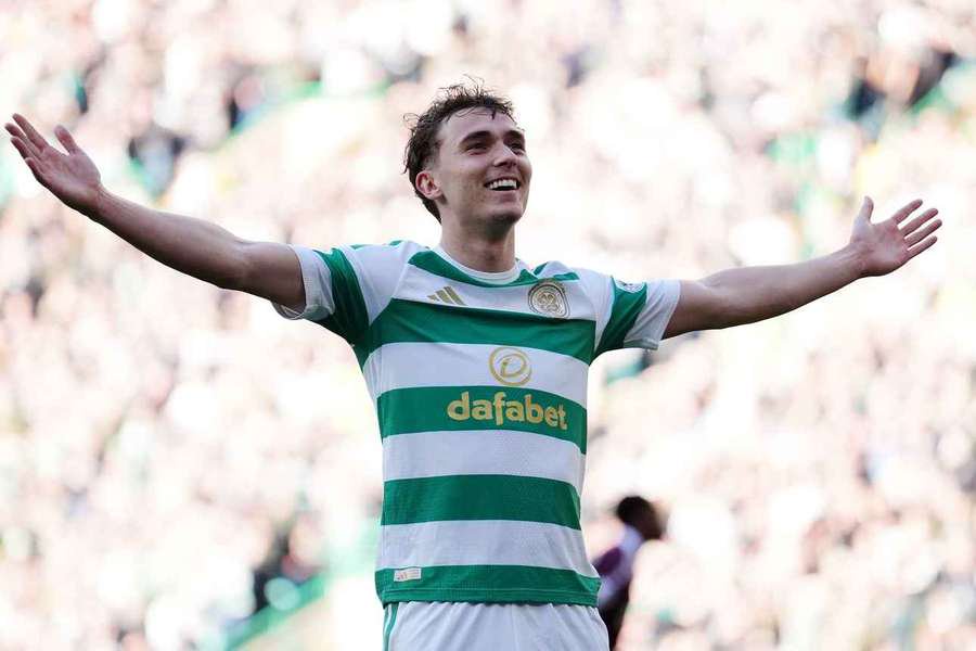 Celtic's Callum Osmand celebrates scoring their side's fourth goal
