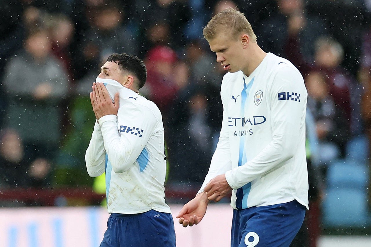 Phil Foden and Erling Haaland couldn’t stop Man City falling to defeat against Aston Villa (Reuters)