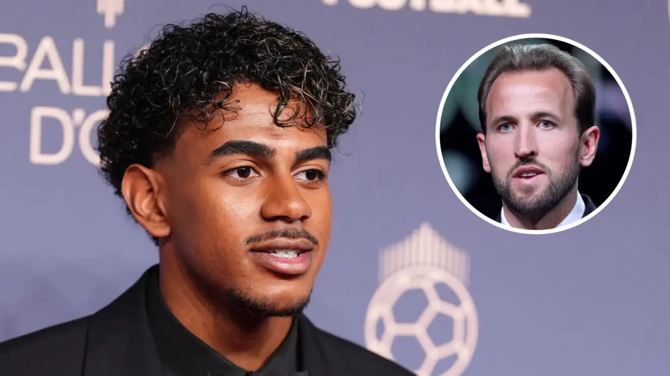 Barcelona star Lamine Yamal and Harry Kane at the Ballon d'Or