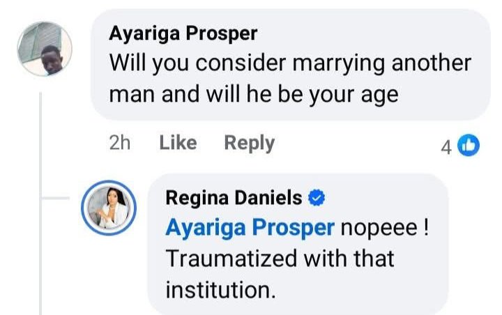 Actress Regina Daniels takes time to respond to critics shaming her over her failed marriage