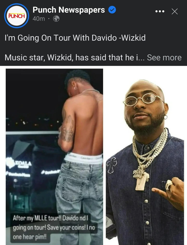 Reactions As Wizkid Reveals He is Collaborating With Davido For Music Tour