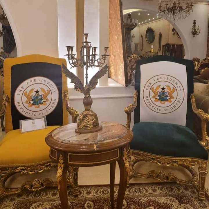 A-Plus exposes an official chair been sold in a shop having Ghana’s Coat of Arms 1