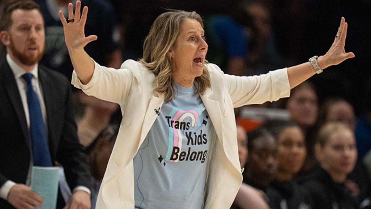 Cheryl Reeve reacts on the sideline during a WNBA game at Target Center.