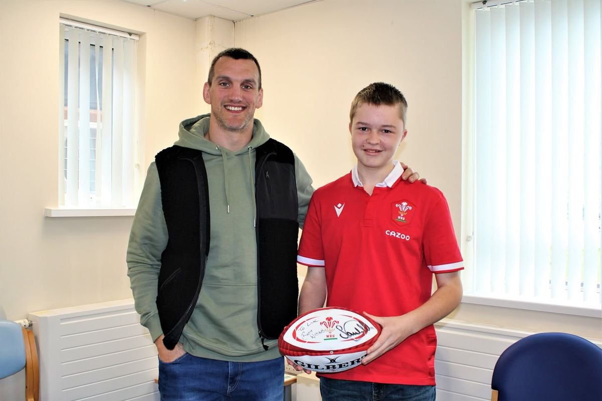 Luc with Sam Warburton when he began his treatment