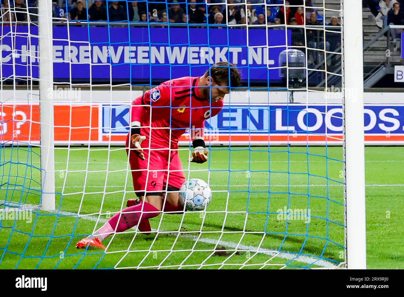 Heerenveen netherlands september goalkeeper stijn van gassel excelsior rotterdam stops the ball just on the line controls the