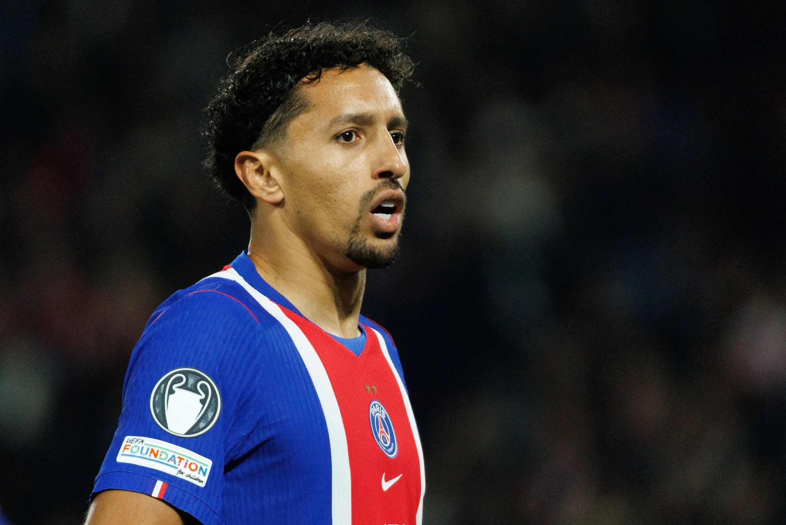 Marquinhos of Paris Saint-Germain looks on.