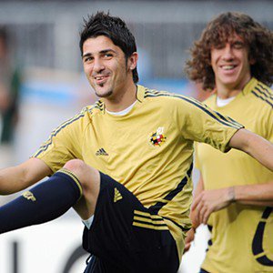 David Villa - Spanish forward David Villa exercises during a training session of the Spanish national football team's at Ernst Happel stadium in Vienna on June 21, 2008. Spain will face Italy  in the quarter-final of the Euro 2008 football tournament on June 22, 2008 at Ernst Happel stadium in Vienna. AFP PHOTO / ALBERTO PIZZOLI (Photo credit should read ALBERTO PIZZOLI/AFP via Getty Images)