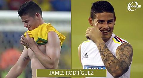 James Rodriguez before and after getting a tattoo 